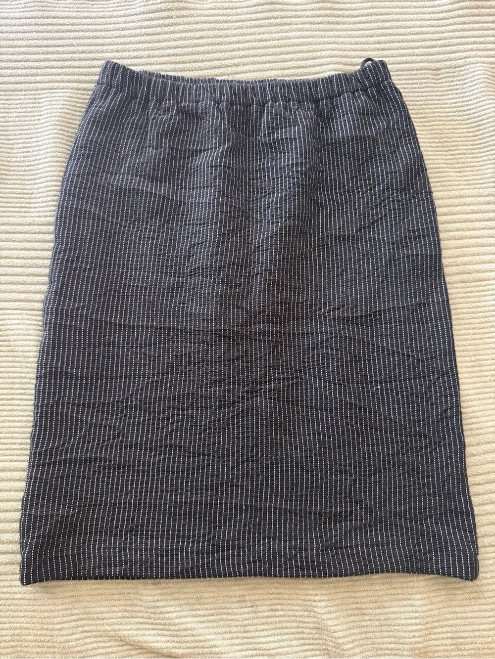 Classic Navy Pinstripe Pencil Skirt - Women's large, 10